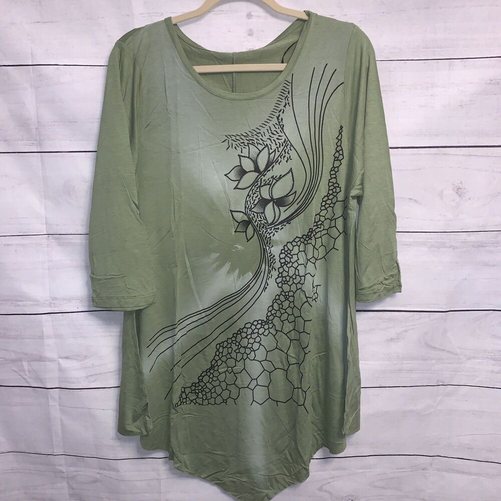 tunic top UK sz 20 US XL floral abstract casual Comfort Geometric Print Summer